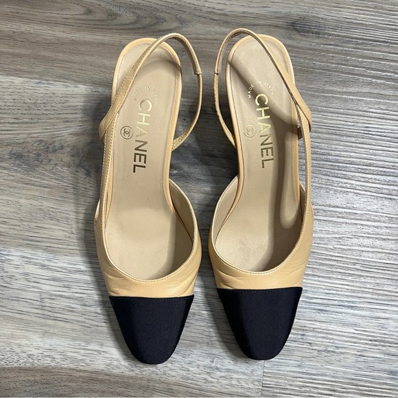 Chanel Cap Toe Slingback Pumps Heels size 36.5 - Picture 4 of 16